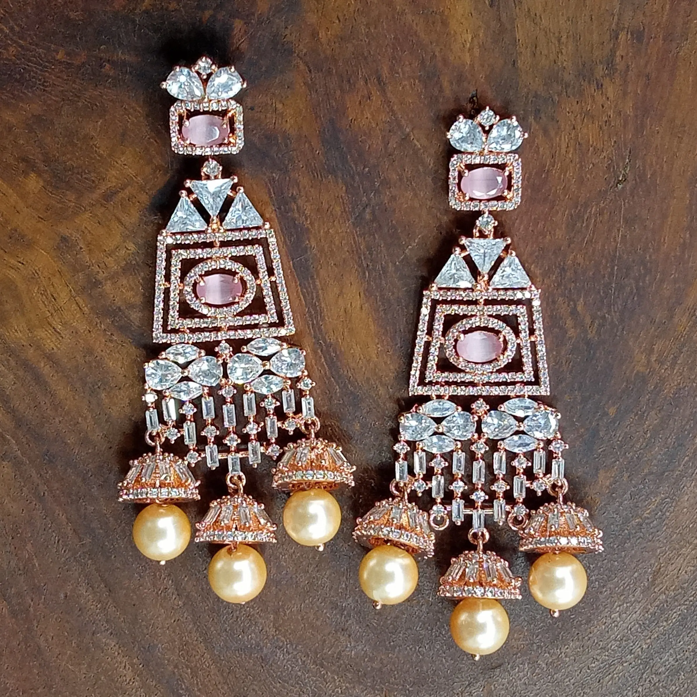 Bijoux faits à la main plaqués rhodium en inde fabrication mariée longue boucle d'oreille bijoux antiques