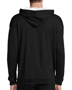 Wholesale Custom Cotton Lightweight Pullover Hoodie For Men Black Hoodie custom design logo - Product Image 1