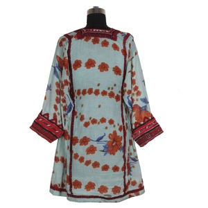 Printed Hand Embroidered Kutchi Balochi Dress BDR014 Best Hand Embroidered Afghani Banjara Dress Vintage Bohemian Dress Supplier - Product Image 2