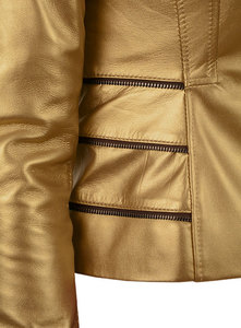 Chaqueta de piel de oveja de diseño clásico para mujer, color dorado, todos los colores, nuevo, 2020 - Product Image 3