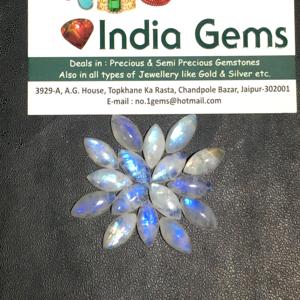 Moonstone Loose Gemstone Calibré Marquise avec Blue Flashy Fire Natural Plain Cabochon Poli Prix de gros par gramme - Product Image 3