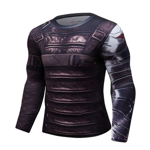 Custom Sublimated Compression Gym Shirts Long Sleeve BJJ Rashguard MMA <b>Mens</b> Rash Guard - Product Image 5