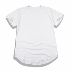 ผู้ชายผ้าฝ้ายโค้ง Hem Tee แฟชั่นคุณภาพสูงขยายเสื้อยืดผู้ชายฤดูร้อนโค้ง Hem Longline Tee เสื้อระบายอากาศ - Product Image 2