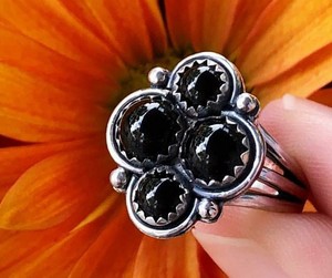 Classique 925 Bijoux fins en argent sterling massif Bague en pierre précieuse d'onyx noir semi-précieux avec un look élégant et un design classique - Product Image 1