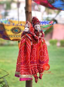 Con Rối Lớn Ấn Độ RAJASTHANI, Đồ Chơi Đôi Búp Bê Hiếm Cổ Điển, Trang Trí Nội Thất, Nghệ Thuật Dân Tộc Treo Cửa - Product Image 4