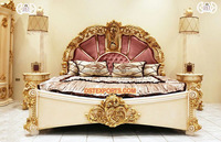 Lit en bois massif sculpté style Maharaja, taille personnalisée, dossier haut, sculptures dorées, suite de chambre à coucher en teck de Birmanie