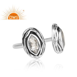 ธรรมชาติรุ้งมูนสโตนและคริสตัลพลอย925แหวนเงินออกซิไดซ์เครื่องประดับผู้ผลิตและผู้ค้าส่ง - Product Image 3