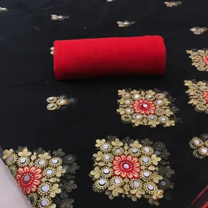 Sarees rede pesada de designer, rede de roupa para festas com bordados carregados de cerâmica