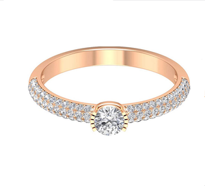 Anillo de Diamantes Solitario Redondo Real de 1.00 Quilates en Oro de 14K para Mujer |   Anillo de Compromiso con Apliques Pavé, Joyería Fina, Regalo de Lujo - Product Image 5