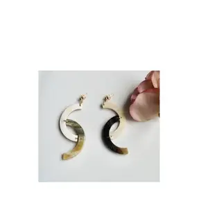 Horn earing fashion cheap high quality earring wholesale square earrings stud for women and customized size