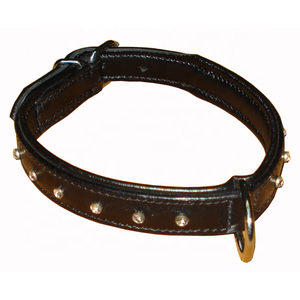 Collier pour chien en cuir véritable de luxe innovant, rembourrage doux, écologique, rivets solides, confort personnalisé, acier/laiton - Product Image 1