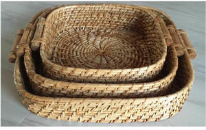 Juego de bandejas de servicio de bastón ovalado en diferentes tamaños para uso en la playa del restaurante en casa o en el salón lateral - Product Image 5