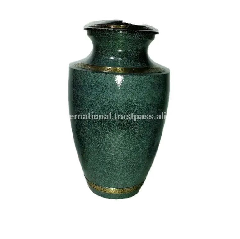 Bán buôn giá thấp màu xanh lá cây đá cẩm thạch rắn brass hỏa Táng urns tang lễ Nguồn cung cấp kim loại dành cho người lớn urns từ Ấn Độ