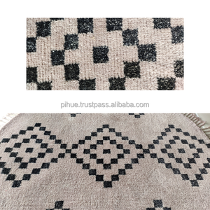 Alfombra de área redonda de ajedrez, hecha a mano, en blanco y negro, anudada a mano en la India, alfombras Jaipur, alfombras bohemias Beni Ourain, mattor teppiche - Product Image 4