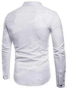 Chemise décontractée pour homme à col montant, boutonnée, unie, à simple boutonnage, nouvelle mode européenne, logo personnalisé - Product Image 2