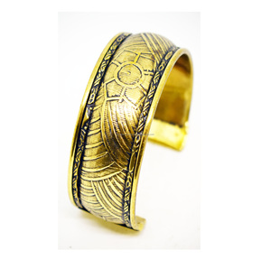 Pulseras gruesas de latón con estrellas de mar de 3 mm, color dorado, estilo tradicional ayurvédico, joyería rústica ancha con grabados, pulsera de fundición, 2024 - Product Image 3