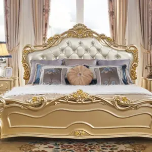 प्राचीन सफेद नाजुक नक्काशीदार राजा आकार डबल बिस्तर महंगा बेडरूम फर्नीचर ठोस लकड़ी क्लासिक और फ्रेंच शैली बिस्तर