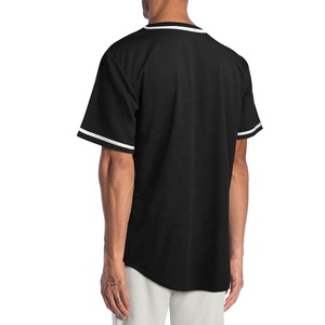 Maillot de baseball pour homme, décontracté, à manches courtes, avec boutons, rayures, col en V, coupe standard, noir et blanc, respirant, séchage rapide - Product Image 5