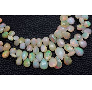 Perles de pierre à facettes en forme de poire en opale éthiopienne naturelle 7.5 pouces - Product Image 6
