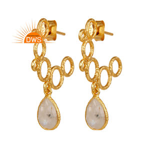 ต่างหูห้อยประดับด้วยมูนสโตนสีรุ้งธรรมชาติ เงินแท้สเตอร์ลิง รุ่นล่าสุดปี 2026 สำหรับผู้หญิง จากผู้ผลิตเครื่องประดับ - Product Image 3