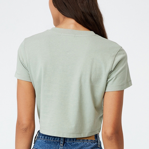 เสื้อยืดผ้าฝ้ายนุ่มสบายสำหรับฤดูร้อน OEM สำหรับผู้หญิง เสื้อยืดพิมพ์ลายแฟชั่นลำลอง เสื้อยืดผู้หญิงพร้อมโลโก้พิมพ์ตามสั่ง - Product Image 5