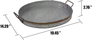 Plateau de service en métal galvanisé gris avec bordure brune élégante Parfait pour la maison et les accessoires de restaurant Poignées légères - Product Image 4