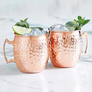 Hammered Copper <b>Mug</b> <b>Set</b> <b>of</b> 2 Moscow Mule Copper <b>Mugs</b> - Product Image 2