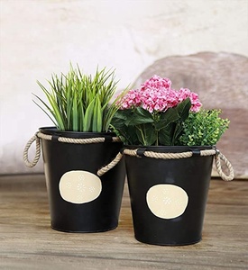 Cubos de Metal galvanizado para exteriores, macetas de flores, jardín, exhibición de césped, Ideal para almacenamiento de plantas pequeñas, Patio, Mini olla rústica - Product Image 6
