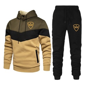 Factory Direct Splicing Men's Tracksuit 2 Piece Sports Set Sweatshirt and Pants Jogging Sweat Suit Clothes Autumn Winter 2021 - Product Image 3
