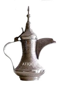 Pot de café indien le plus vendu de dernière qualité supérieure plaqué argent de luxe arabe Dallah Style turc coulé au sable en laiton gaufré - Product Image 6