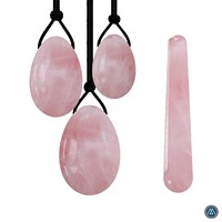 Premium-Qualität Poliertes Ovales Edelstein-Yoni-Ei-Set Gravierter Rosenquarz Amethyst Schwarzer Obsidian Feng Shui Frauen-Kegel-Übungsset