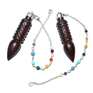 Artesanía de piedra semipreciosa Gota de madera de Rosa Tallada Chakra Cab Péndulos - Product Image 1