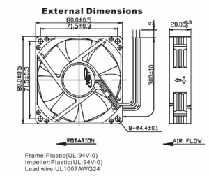 ADDA-ventilador eléctrico, 80x80x20mm, 12V, 24V, hecho en Taiwán - Product Image 2