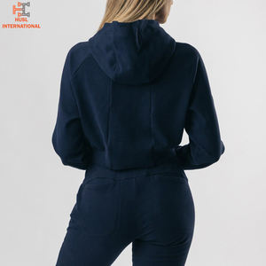OEM Latest Manufacturer Wholesale Crop Hoodie <b>Women</b> Athletic Hoodie Thick Crop <b>Top</b> Hoodie in Bulk - Product Image 4