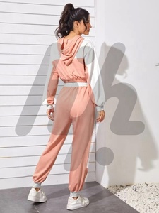 Sweat shirt à capuche et pantalon de survêtement pour femme, tenue multicolore à manches longues, épaules tombantes, nouveau Design 2020 - Product Image 2