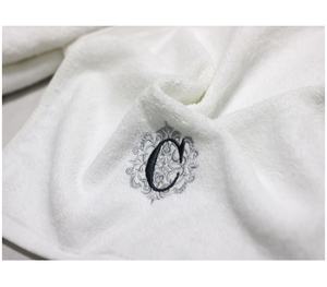 Embroidery Face <b>Towel</b> High Quality Terry Cotton Fabric Embroidery Letter C Hand <b>Towels</b> Cotton Fabric Quang Thanh Embroidery - Product Image 3
