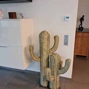 Cactus de paja decorativo marroquí, cactus de paja hecho a mano, decoración bohemia de mimbre, Doble - Product Image 4