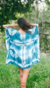 Kaftan corto de moda de verano para mujer del fabricante, nueva moda, Color teñido anudado, hasta la rodilla, patrón tejido de cintura Natural - Product Image 6