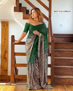 ผ้าซารีงานปักเลื่อมผ้าจอร์เจียต์สุดหรู ดีไซน์ทันสมัย ขายดี เหมาะสำหรับงานปาร์ตี้ สำหรับผู้หญิง ขายส่ง ช้อปปิ้งออนไลน์ - Product Image 5