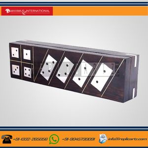 Jeu de dominos en bois et laiton avec boîte de rangement, jeu de société classique, jouet éducatif, décoration d'intérieur, bibelot - Product Image 3