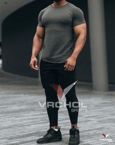 T-shirt de gymnastique personnalisable avec col en O Maillot de compression respirant à manches courtes de grande taille Design vierge avec emblème personnalisé - Product Image 2