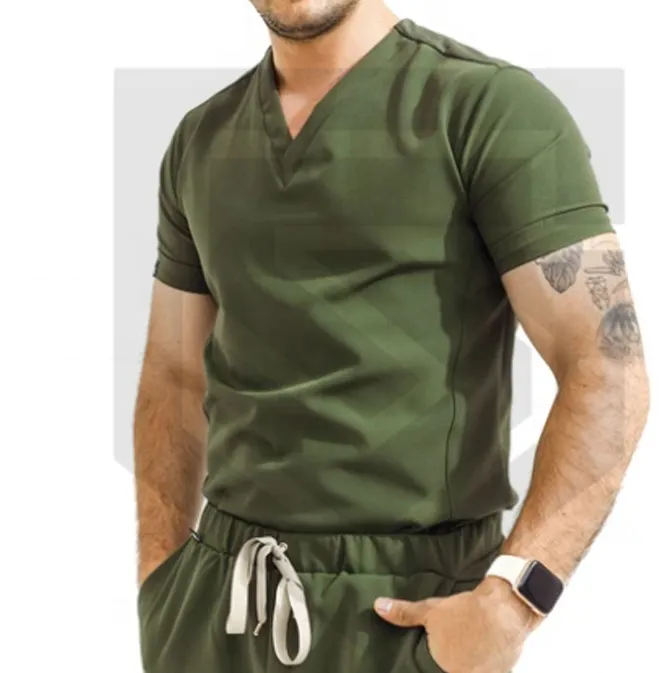 2021 men's new style V-shaped neckline breathing and fits scrub jogger sets uniform uniform scrub suit