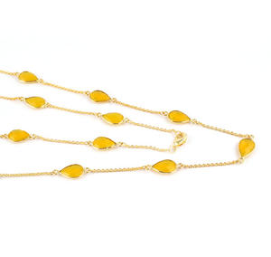 Single Color Bezel Multi Station <b>Necklace</b> Yellow Quartz Handmade Chain <b>Necklace</b> Bezel Set 18k Gold Plating Double <b>Layer</b> <b>Necklace</b> - Product Image 4