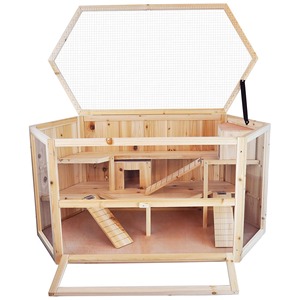 Jaula Grande de Madera Ecológica para Hámsteres y Conejos con Bandeja de Plástico y Diseño de <span class=keywords><strong>Animales</strong></span> - Product Image 4