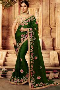 Venta al por mayor Vintage Rayon Sari mujeres indias más hermosas bordado pesado Net Sari blusa pieza desgaste del partido precio bajo Surat - Product Image 2