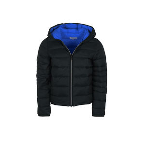 Veste bomber coupe-vent à capuche pour homme en toile avec applications en gros - Product Image 3