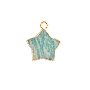 Amazonite ธรรมชาติตัวเชื่อมต่อรูปดาว12มม. จี้ทองเหลืองชุบทองไฟฟ้าแฮนด์เมด DIY ตัวเชื่อมต่อเครื่องประดับประกันตัวเดียว - Product Image 4