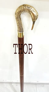 Bastón de Madera con Mango de Latón, Estilo Vintage Victoriano, Bastones de Madera Tallados de Diseño - Product Image 4