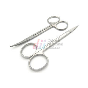 Ciseaux à iris droits courbés à usage unique de 4,5 pouces, en acier inoxydable jetable, ensemble d'instruments chirurgicaux de précision stériles - Product Image 4