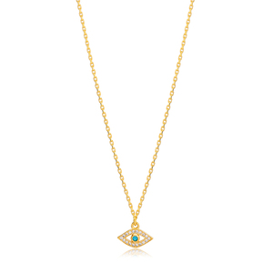 Meilleure Vente Conception des Yeux Turquoise Pierre Charme Collier Turc 925 Bijoux en Argent Sterling - Product Image 1